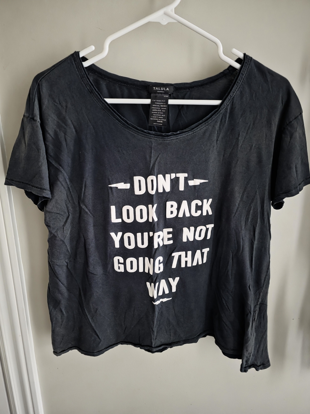 Talula Black Short Sleeve Tee with White Motivational Print